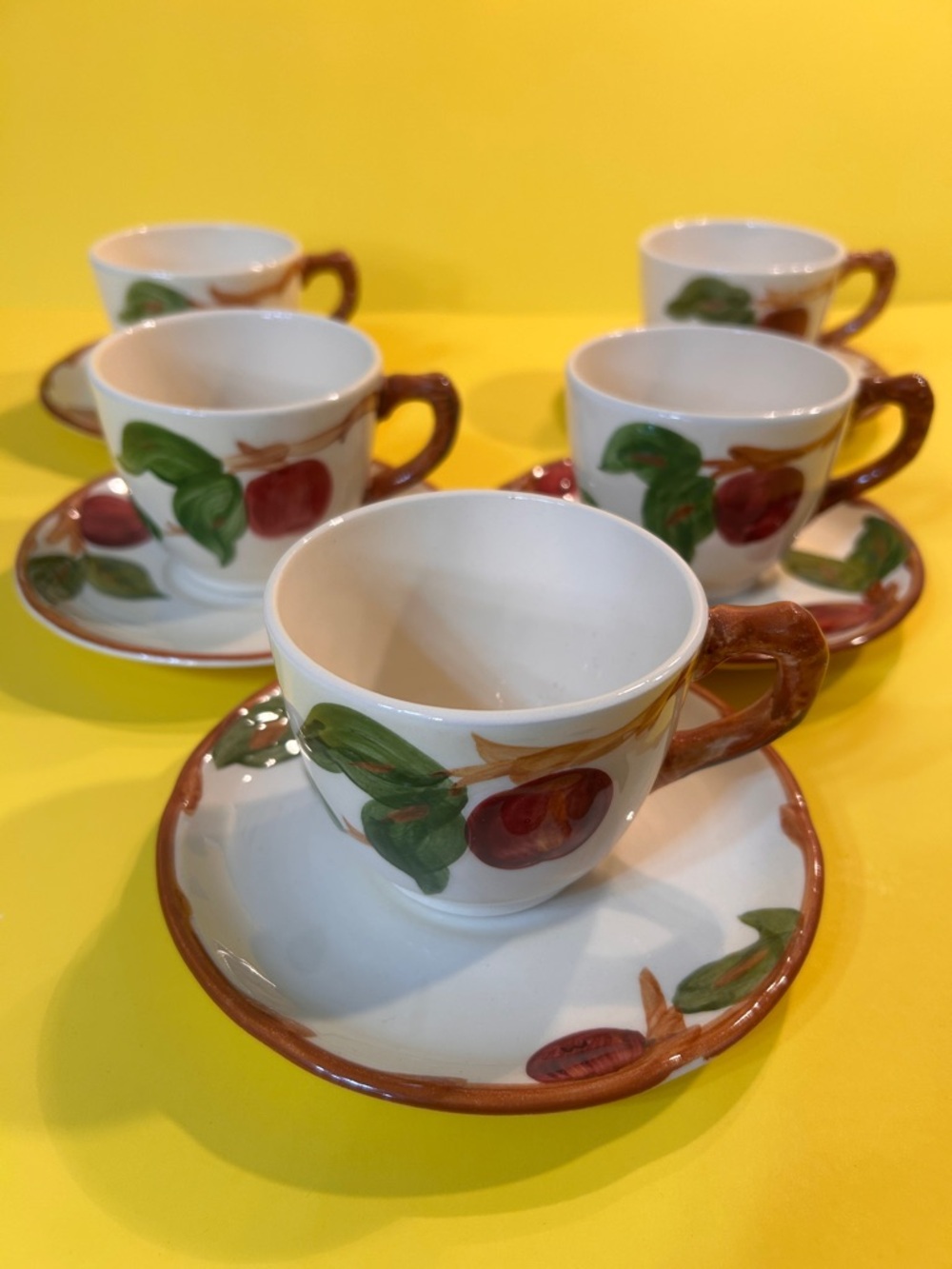 Franciscan Apple Cups & Saucers — Set of 5 | Vintage Tea Cups Coffee Cups